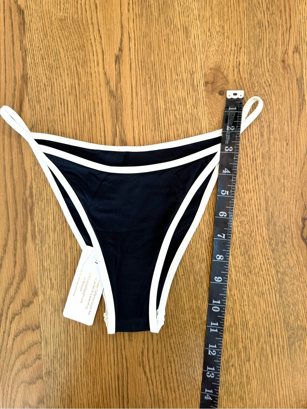 L*Space Tommy Bitsy Bikini Bottom Black White Trim Cheeky High Cut Swim NWT